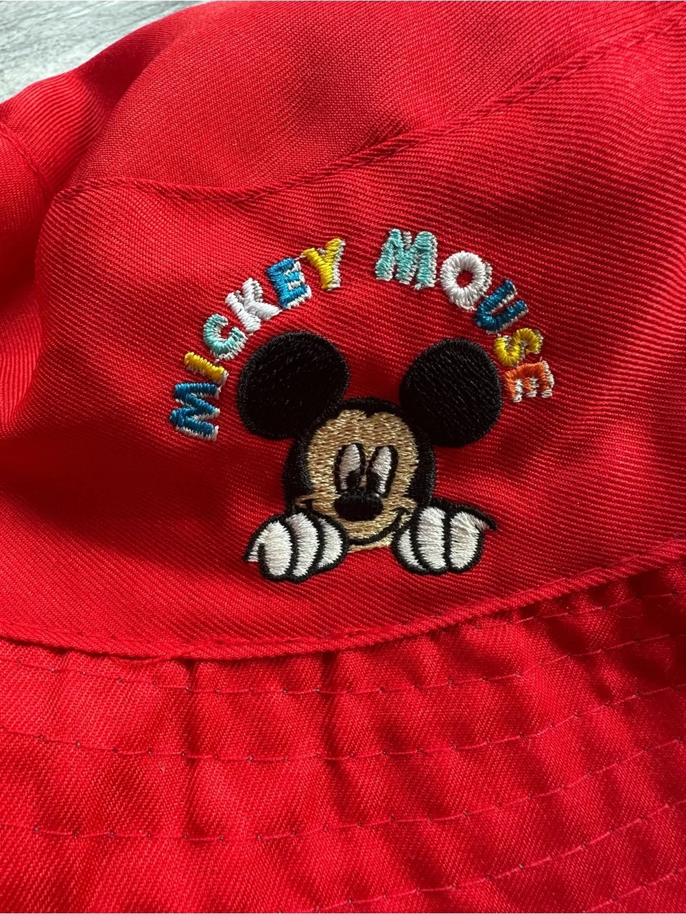 Disney Mickey Mouse Kids Reversible Bucket Hat Red Blue Embroidered Sun Hat 0002